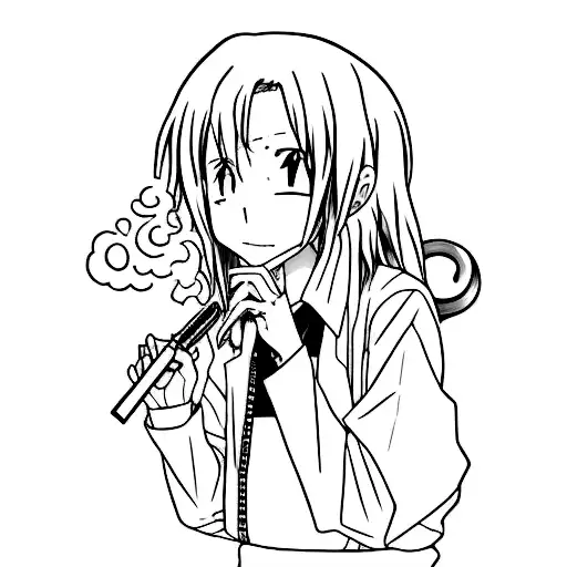 anime character smoking a joint tattoo design idea
