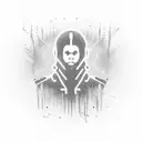 Rapper silhouette surrounded by soundwaves tattoo design idea