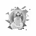 Rapper silhouette surrounded by soundwaves tattoo design idea