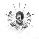 Rapper silhouette surrounded by soundwaves tattoo design idea