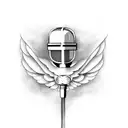 Microphone with wings tattoo design idea