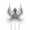 Microphone with wings tattoo design idea
