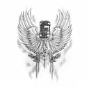 Microphone with wings tattoo design idea