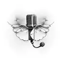 Microphone with wings tattoo design idea