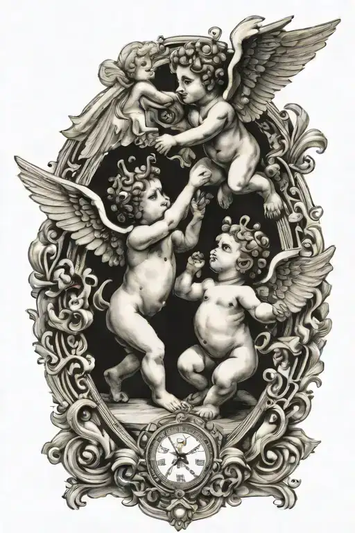 CHERUBS SHOOTING at each other tattoo design idea