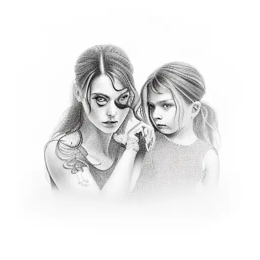 mama con dos hijas tattoo design idea