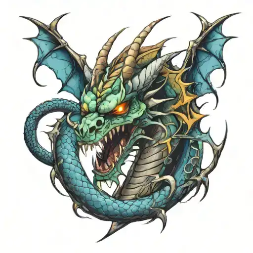 undead dragon tattoo design idea