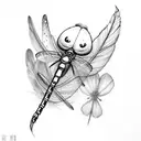Feather, Dragonfly,Flowers  tattoo design idea
