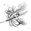 Feather, Dragonfly,Flowers  tattoo design idea