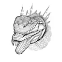 gun with alligator  tattoo design idea