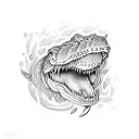 gun with alligator  tattoo design idea