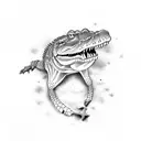 gun with alligator  tattoo design idea