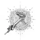 gun with alligator  tattoo design idea