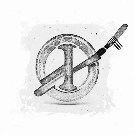 Letters P.S with spoon and fork tattoo design idea