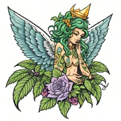 Cannabis Angel's Antithesis Stimulant tattoo design idea