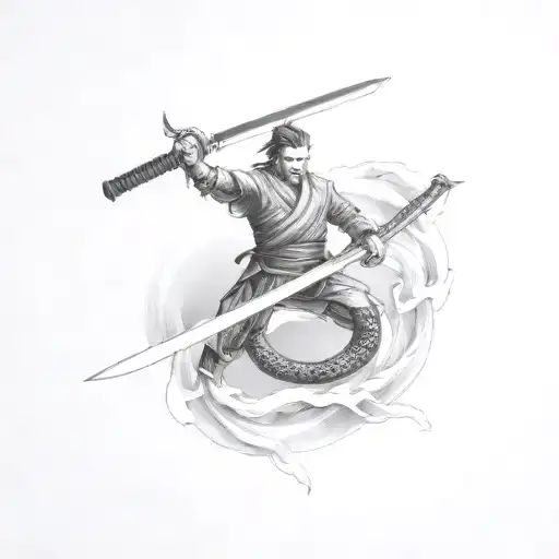 Hattori Hanzo sword with black mamba wrapped around  tattoo design idea