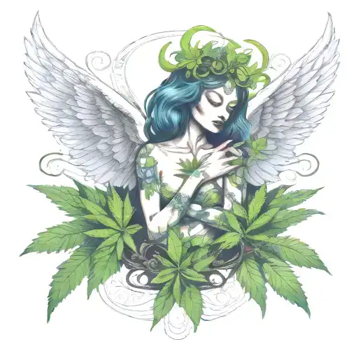 Cannabis Angel's Antithesis Stimulant tattoo design idea