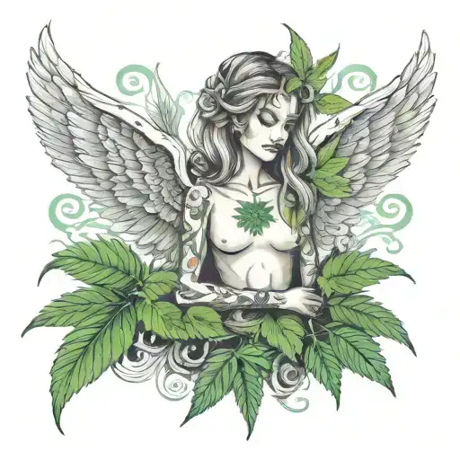 Cannabis Angel's Antithesis Stimulant tattoo design idea