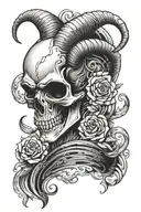 aries skull tattoo design idea