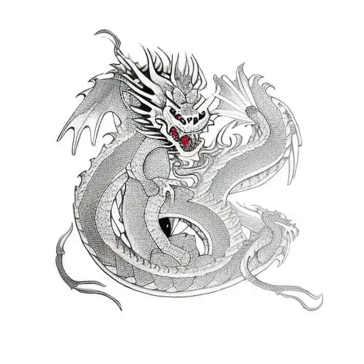 Dragon with a warrior tattoo design idea