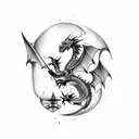 Dragon with a warrior tattoo design idea