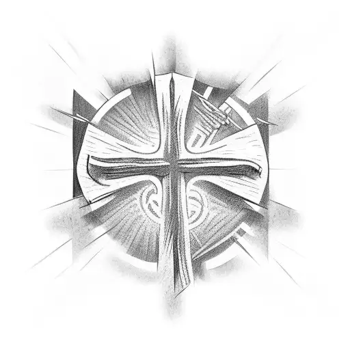 Christian wooden Cross with barbwire  tattoo design idea