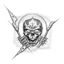 electric guitar, metallica, pantera, acdc, moscow, qatar, fire, water, dragon, skull,  tattoo design idea