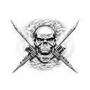 electric guitar, metallica, pantera, acdc, moscow, qatar, fire, water, dragon, skull,  tattoo design idea