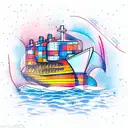 modern ship tattoo design idea