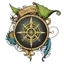 Peter Pan Jolly Roger compass tattoo design idea