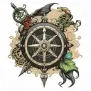 Peter Pan Jolly Roger compass tattoo design idea