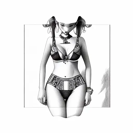 playing card with girl in underwear sexy tattoo design idea