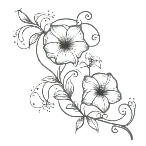 morning glory with snow drop flower intertwined infinity symbols tattoo design idea