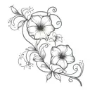 morning glory with snow drop flower intertwined infinity symbols tattoo design idea