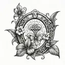 Horseshoe and good luck clover for men tattoo design idea
