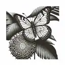 butterfly on a coconut tree  tattoo design idea