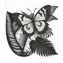 butterfly on a coconut tree  tattoo design idea