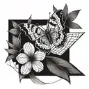 butterfly on a coconut tree  tattoo design idea