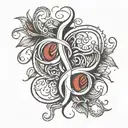 cursive C and J intertwined vertically tattoo design idea