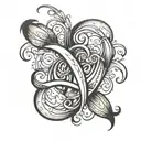 cursive C and J intertwined vertically tattoo design idea