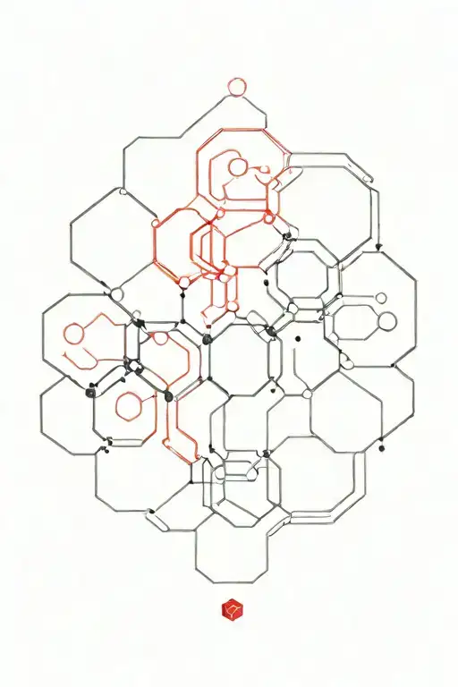 a vertical sound waves merging elements like hexagon form with a red 23 logo tattoo design idea