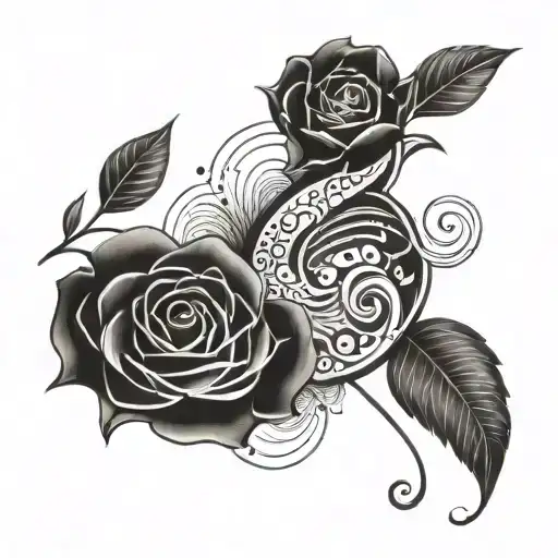 An intricate tattoo design inspired by music and nature, symbolizing gratitude and inner strength tattoo design idea