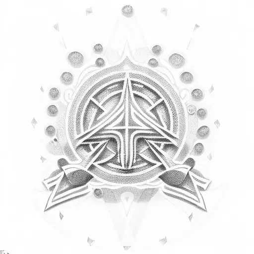 A dotwork tattoo of a silver medal with the IASF logo and pink accents tattoo design idea