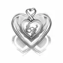 Silver medal intertwined with a heart-shaped cheerleading bow tattoo design idea