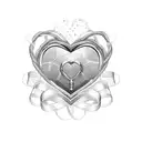 Silver medal intertwined with a heart-shaped cheerleading bow tattoo design idea