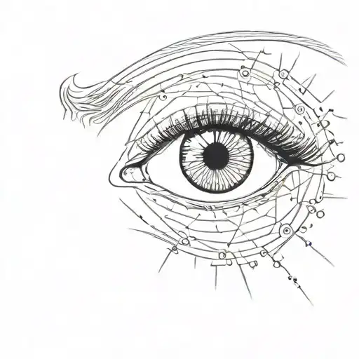 outline of a human eye with a dark circular male pattern around it tattoo design idea