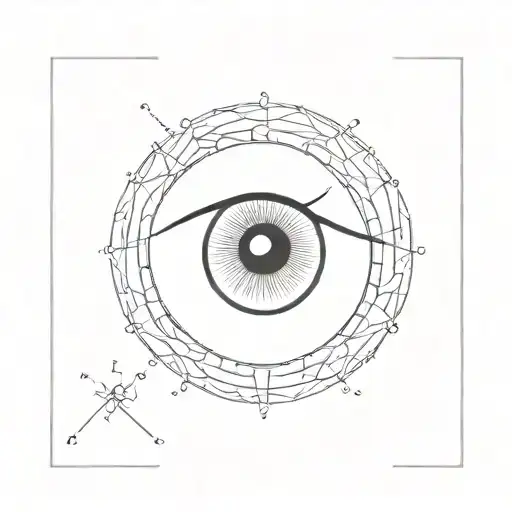 outline of a human eye with a dark circular male pattern around it tattoo design idea