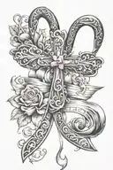 cross and breast cancer ribbon tattoo design idea