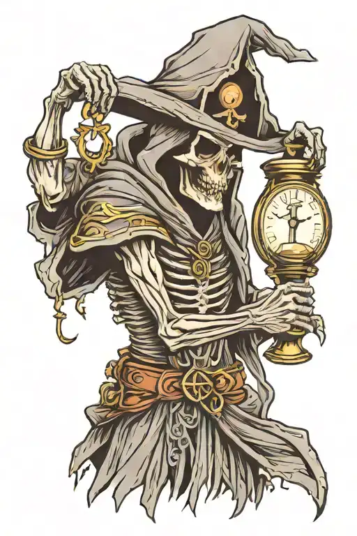 borrowed time grim reaper holding hour glass tattoo design idea