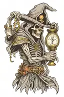 borrowed time grim reaper holding hour glass tattoo design idea
